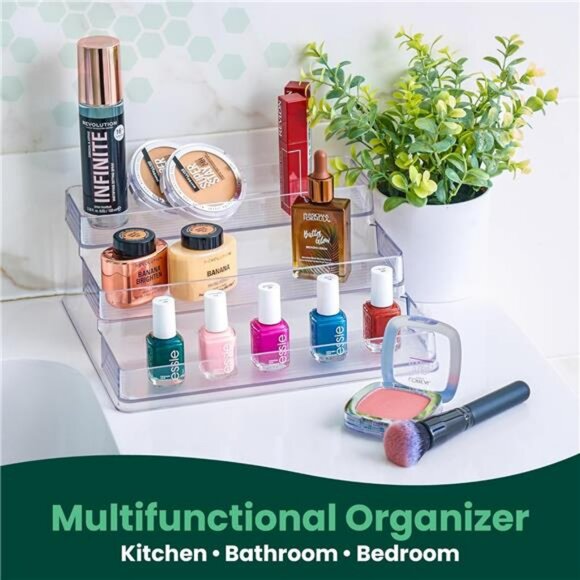 Clear Acrylic Spice Rack 2 Pack 3 Tier Organizer Shelf for Kitchen Cabinet Stora - Picture 5 of 7